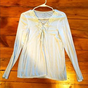 Soft Laced embroidery long sleeve shirt